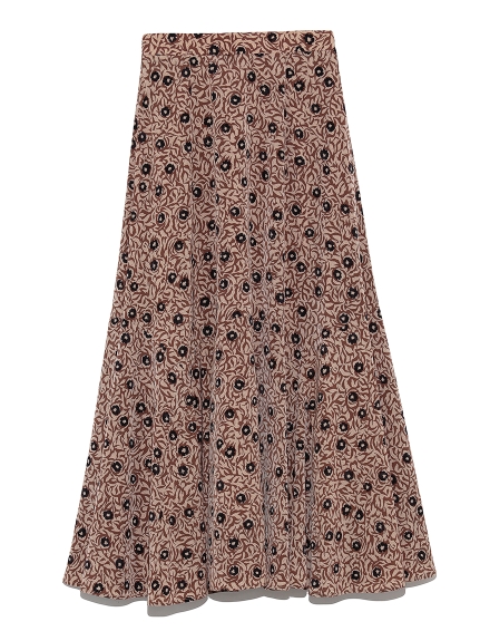 サテンプリントヘムスカート